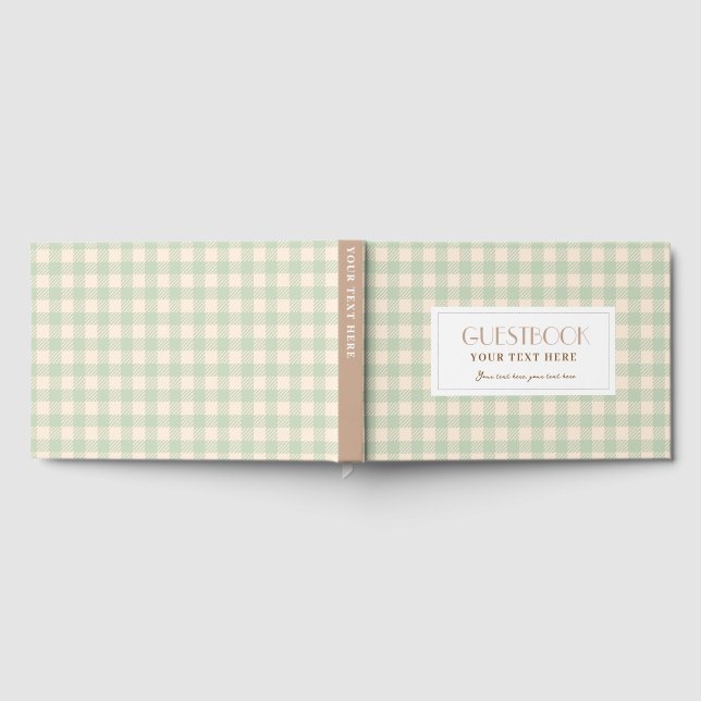 Grün-gelb-hellgrüner Gingham kariert Gästebuch (Voll)