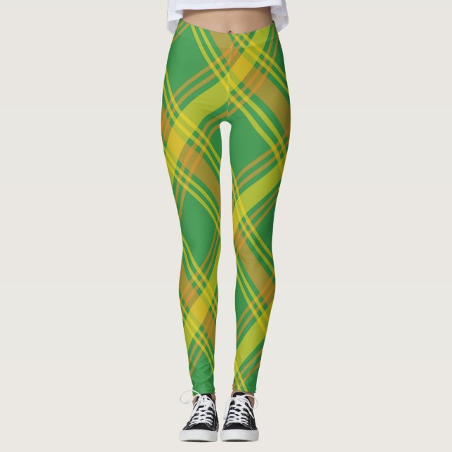 Grün/Gelb Kariert Leggings (Vorderseite)