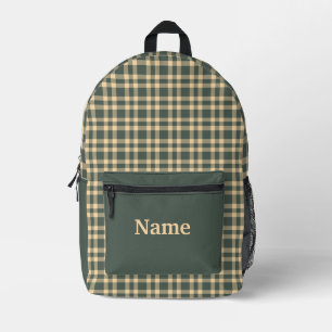 Grün Gelb Kariert Personalisieren Muster Bedruckter Rucksack