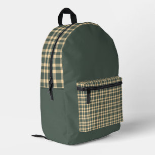 Grün gelb kariertes Muster Bedruckter Rucksack