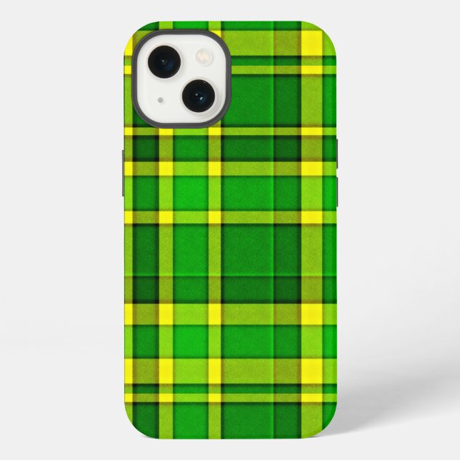 Grün Gelb Karo Tartan iPhone Hülle (Rückseite)