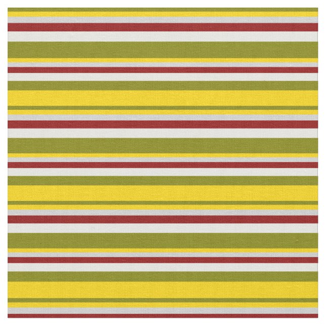 Grün, gelb, leicht grau, dunkelrot und Minzcreme Stoff (Nahaufnahme)