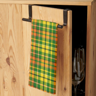 Grün Gelb Orange Kariert Tartan Design  Geschirrtuch
