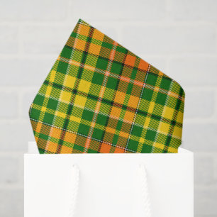 Grün Gelb Orange Kariert Tartan Design Seidenpapier