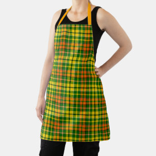 Grün Gelb Orange Karo Tartan Design Schürze