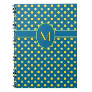 Grün, Gelb Polkas Mit Monogramm SpiralNotebook Notizblock
