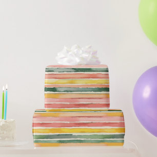 Grün Gelb Rot Pink Streifen Geburtstag Geschenkpapier