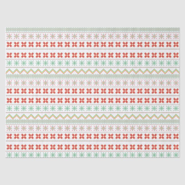 Grün-Gelb-Rot-Pixel-Strickmuster Seidenpapier (Vorderseite)