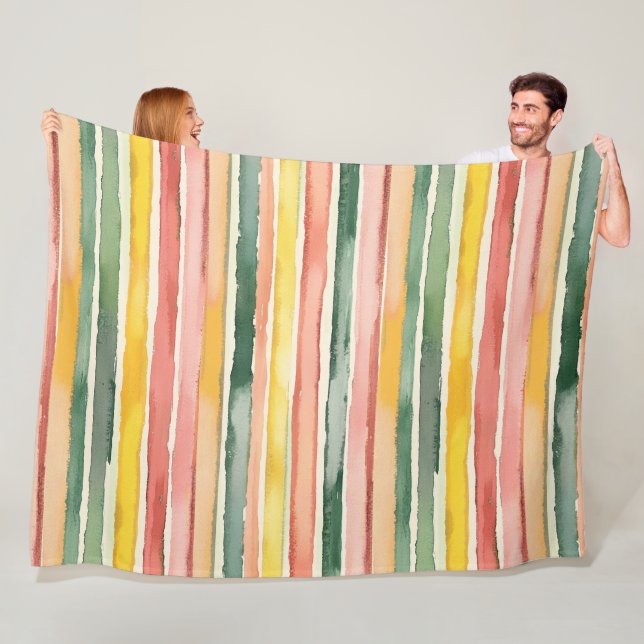 Grün Gelb Rot Rosa Streifen Fleecedecke (Beispiel)