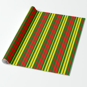 Grün Gelb Rot Vertikale Streifen Design   Geschenkpapier