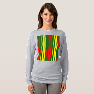 Grün Gelb Rot Vertikale Streifen Design   T-Shirt
