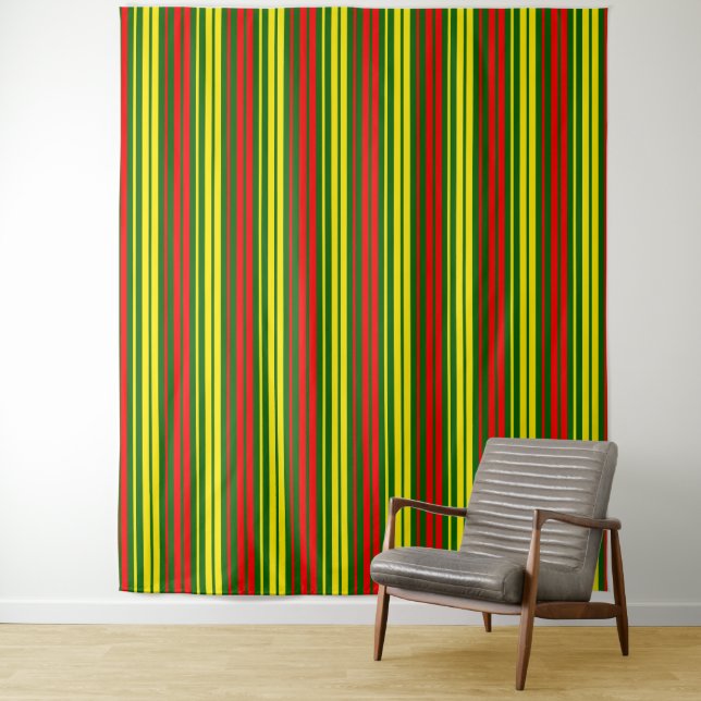 Grün Gelb Rot Vertikale Streifen Design   Wandteppich (Beispiel)