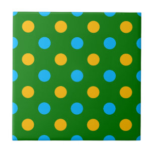 Grün Gelb Schwarz Polka Punkte Design  Fliese