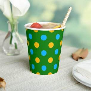 Grün Gelb Schwarz Polka Punkte Design  Pappbecher