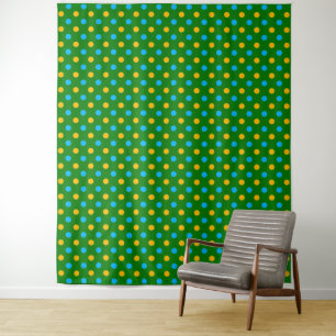 Grün Gelb Schwarz Punkte Design  Wandteppich