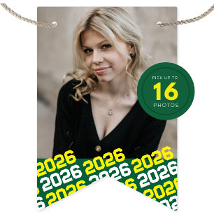 Grün-gelbe 16-Fotos-Abschluss-Hängebanner Wimpelkette
