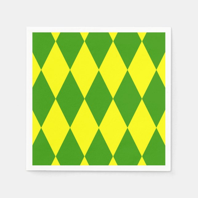 Grün Gelbe Harlekin-Karodesign  Serviette (Vorderseite)