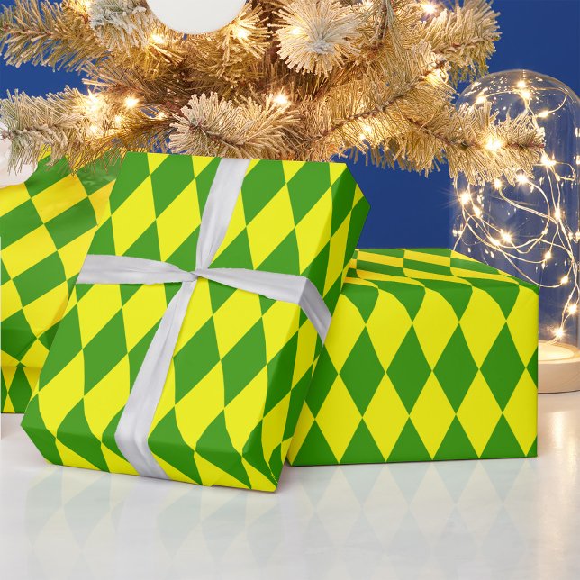 Grün Gelbe Harlekin-Karomuster  Geschenkpapier (Von Creator hochgeladen)
