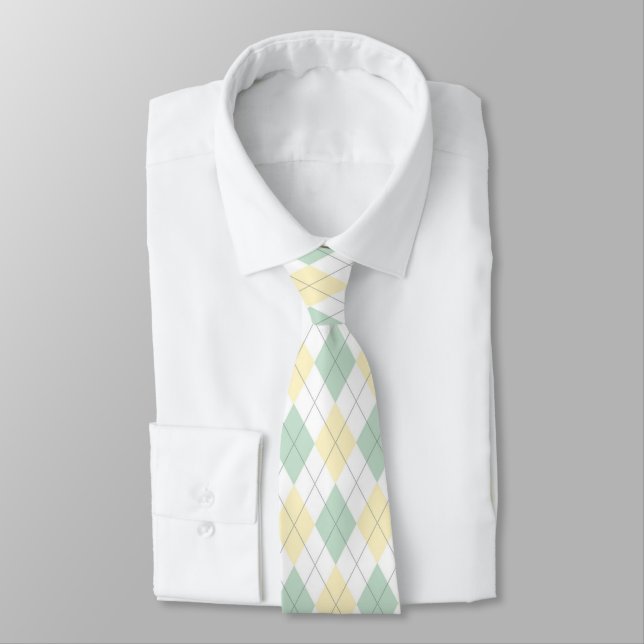 Grün-Gelbe Raute Necktie Krawatte (Gebunden)