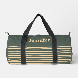 Grün Gelbe Streifen Personalisieren Muster Klein Duffle Bag