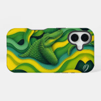 Grün Gelbes Alligator Krokodil Drache Monogramm