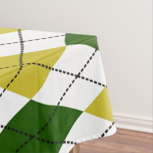 Grün-gelbes Argyle-Muster Tischdecke