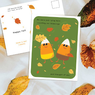 Grün Gemischtes Candy Corn Duo Erntedankfest Feiertagspostkarte