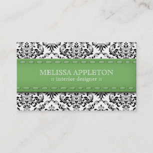 Grün genähter Damast-Innenarchitekt Visitenkarte