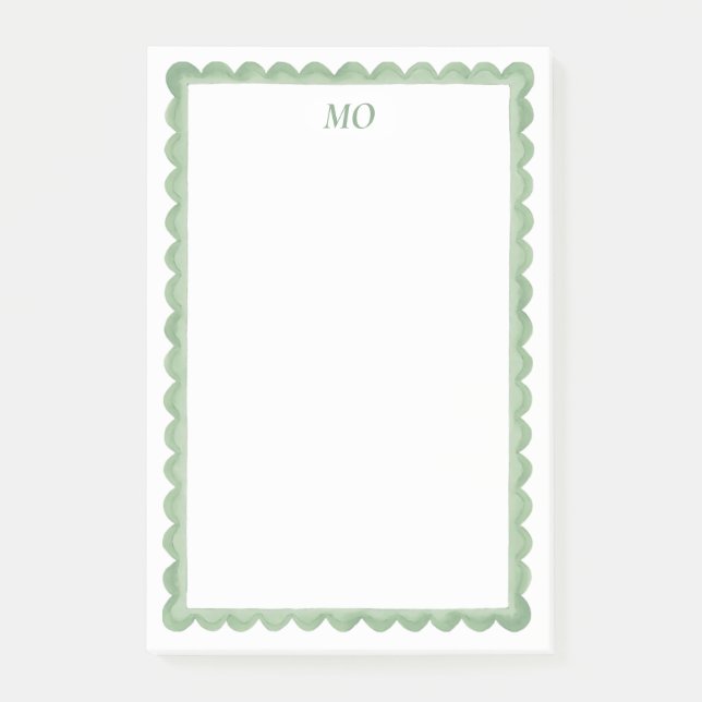 Grün geschweift | Personalisiertes Stationery Post-it Klebezettel (Vorderseite)