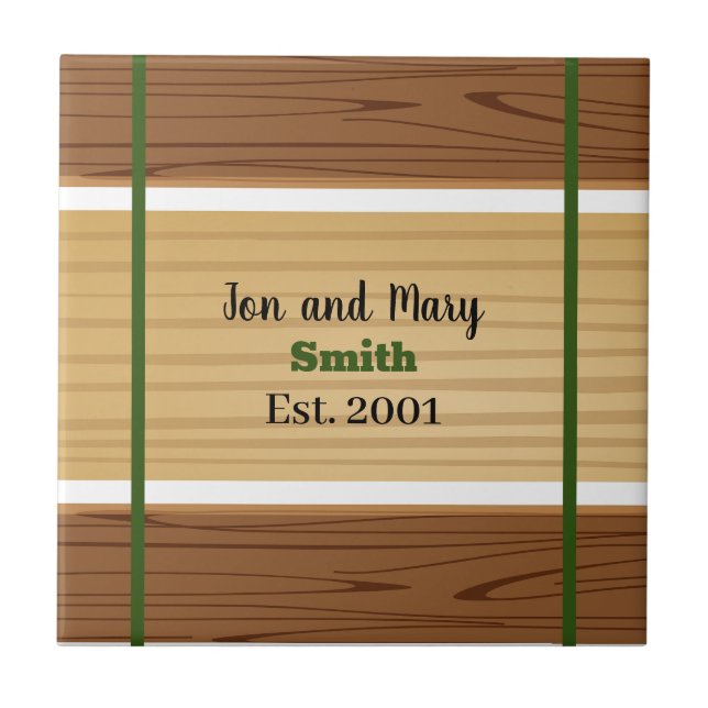 Grün gestreift und mit Holz aussehend Fliese (Vorderseite)