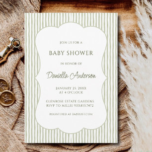 Grün gestreifte Gingham-Baby-Shower-Baby-Brunch Einladung