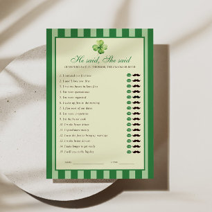 Grün gestreifte Kleeblatt-Spielkarte 'Er sagte, si Einladung