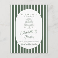 Grün gestreifte preppy Cabana Save-the-Date-Karte