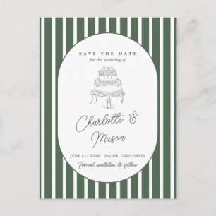 Grün gestreifte preppy Cabana Save-the-Date-Karte Postkarte
