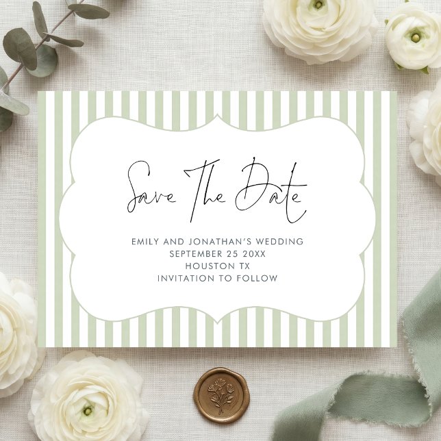 Grün gestreifter Rahmen Save the Date (Von Creator hochgeladen)