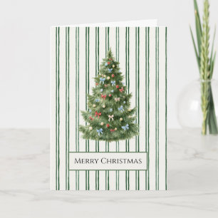 Grün gestreifter Weihnachtsbaum Karte