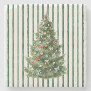 Grün gestreifter Weihnachtsbaum Steinuntersetzer
