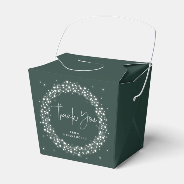 Grün glänzende Lichter Vielen Dank Geschenkschachtel (Vorderseite)
