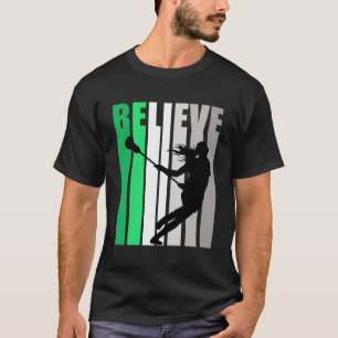 Grün glaubt Lacrosse Motivation Girls Team Retro T-Shirt