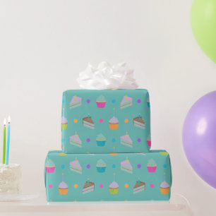 Grün glücklich Geburtstagskuchen und -kuchen Geschenkpapier