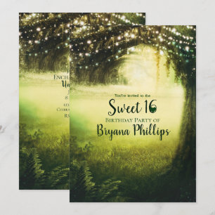 Grün glühender Wald- & Lichterketten-Süßigkeiten-1 Einladung