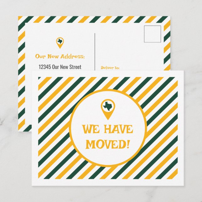 Grün & Gold, das wir beim Bewegen gestreift haben Postkarte (Vorne/Hinten)