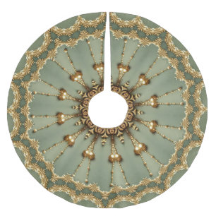 Grün Gold Deko Tannenbaum Skirt Polyester Weihnachtsbaumdecke