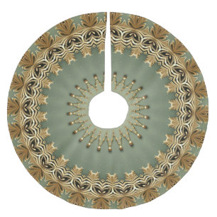 Grün Gold Deko Tannenbaum Skirt Polyester Weihnachtsbaumdecke