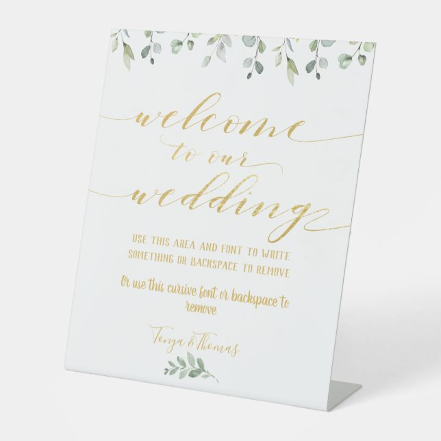 Grün & Gold Extravaganter Schriftart Kalligraphie  Sockelschild (Vorderseite)