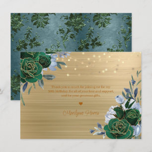 Grün Gold Floral 50. Geburtstag Dankeschönkarte Dankeskarte