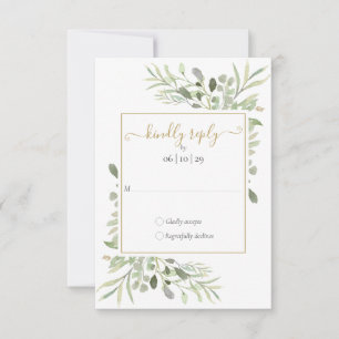 Grün Gold Geometrische Schrift Hochzeit RSVP Karte