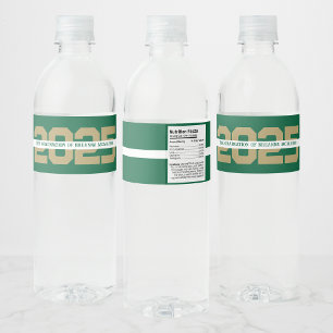 Grün & Gold Personalisierte Abschlussfeier Wasserflaschenetikett