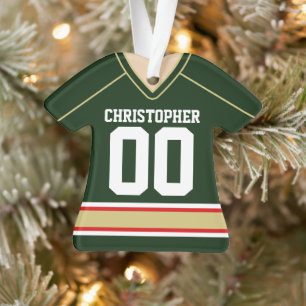 Grün/Gold/Rot individuelles Hockey-Trikot-Ornament Ornament