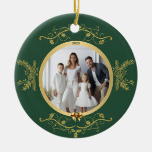 Grün-Gold schimmernde Weihnachtskeramik Saison Keramik Ornament
